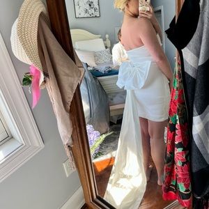 Boutique White Mini Dress with Bow
